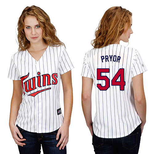 Stephen Pryor #54 mlb Jersey-Minnesota Twins Women's Authentic Home White Baseball Jersey